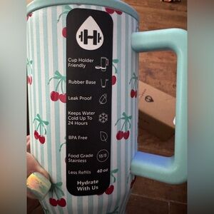 HydroJug 40 ounce turquoise blue cherry tumbler NEW in box